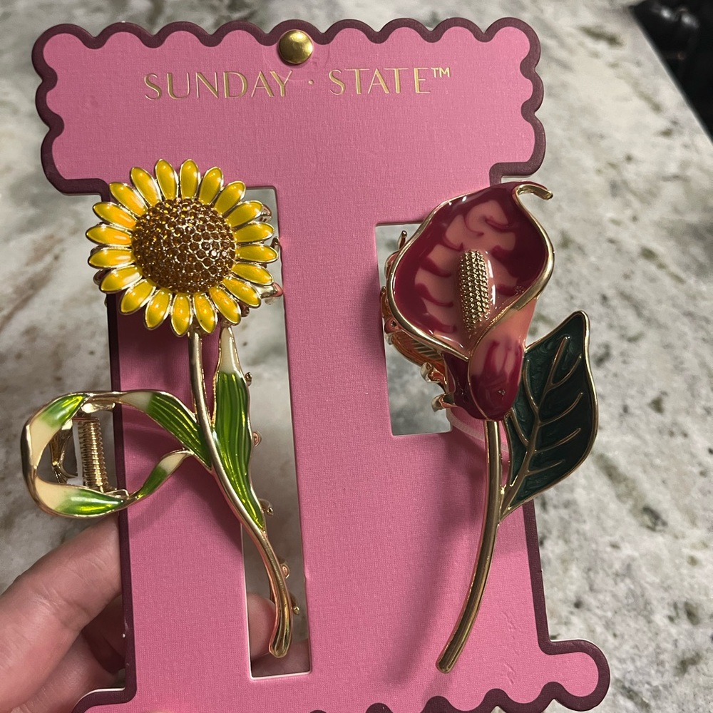 🌻 Sunday State Flower Claw Clip Set 🌷